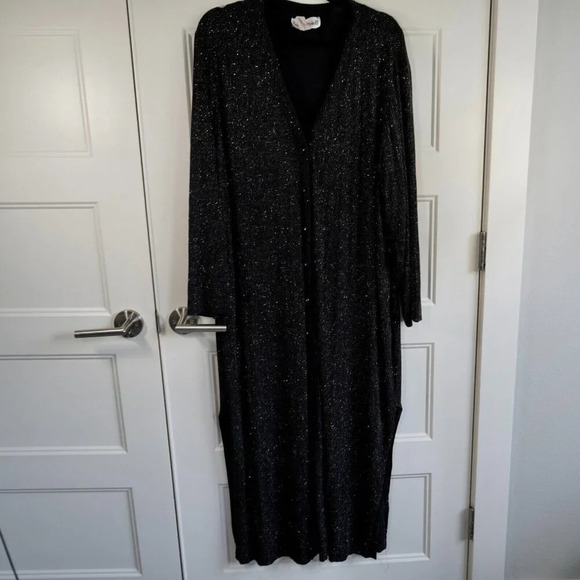 VTG Ronni Nicole Sparkly Multi Color Glitter Maxi Cardigan Jacket Dress Up 24W - Picture 1 of 10